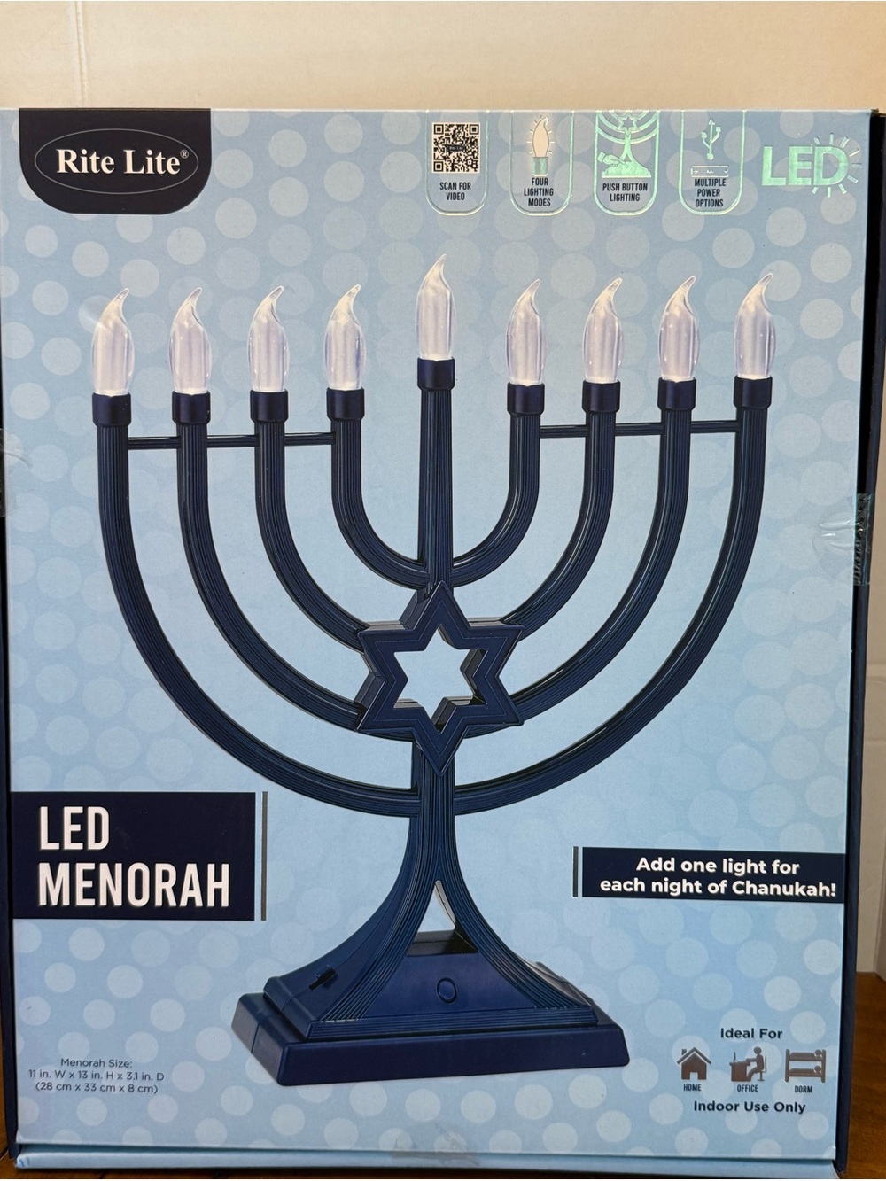 Rite Lite LED Menorah 4 lighting modes NIB Chanuka
